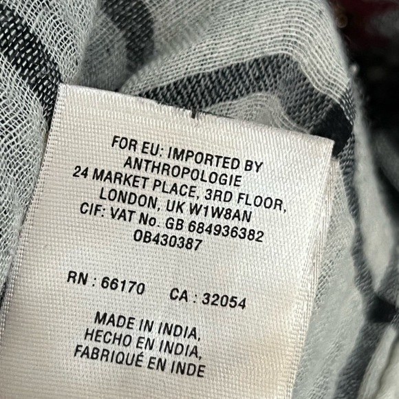 Anthropologie Floreat Plaid Embroidered Longline Tunic Top | Black/White | XS - Picture 9 of 9